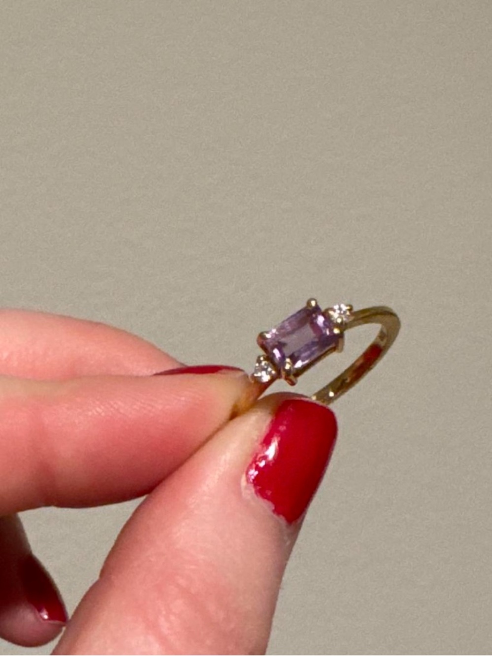 Gold Ring with Purple Amethyst Stone and Accent Gemstones